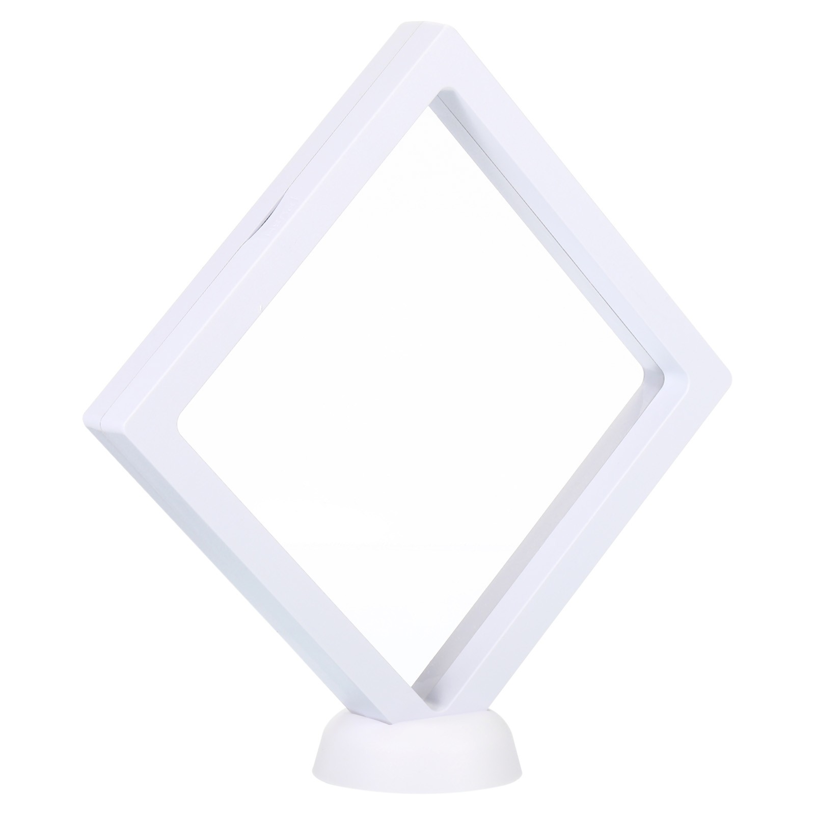 3D Floating Display Frame Coin Jewelry Case with Base 5.5" x 5.5" White