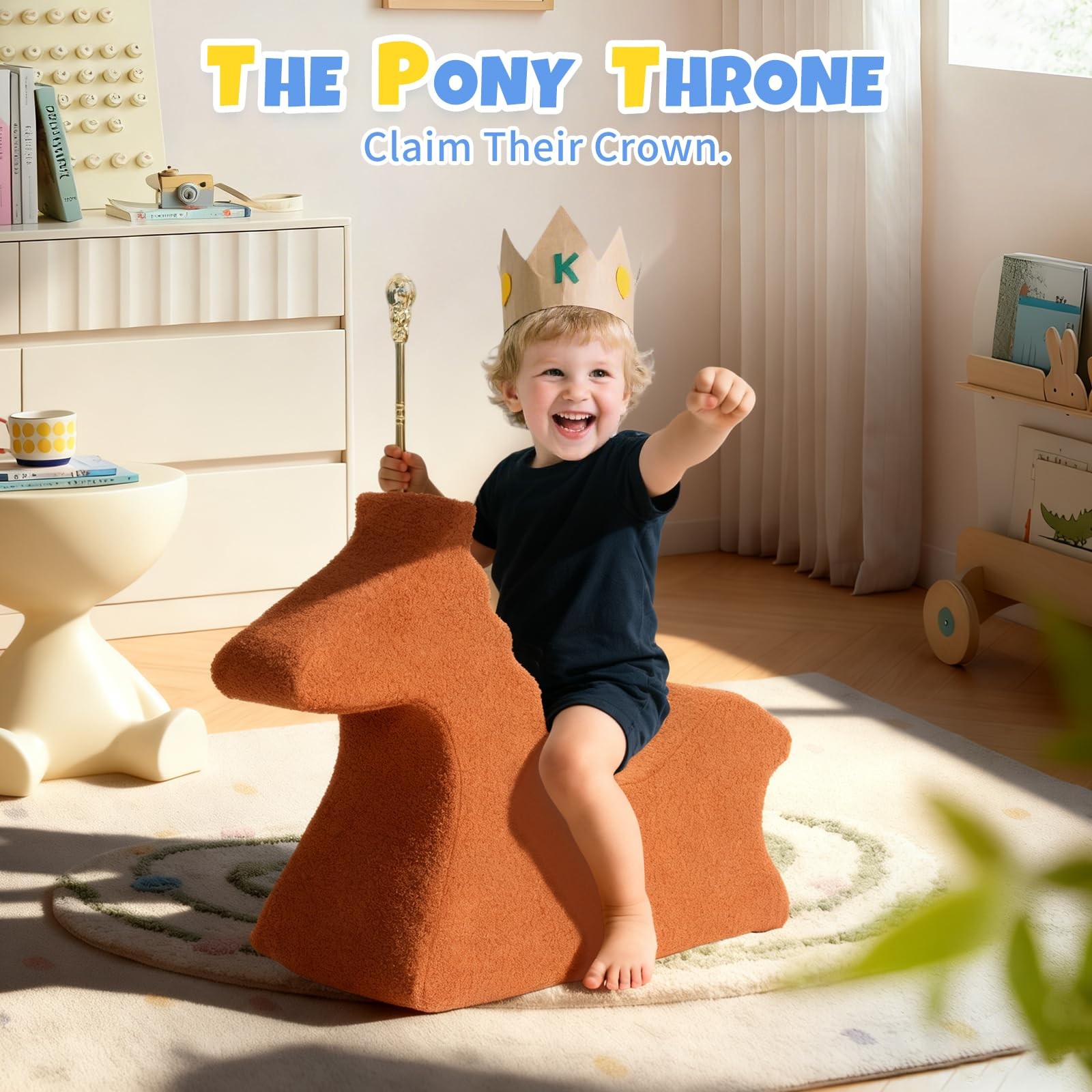 Horse Toddler Chair, Cute Animal-Shape Kids Comfy Chair for Playroom, Support...