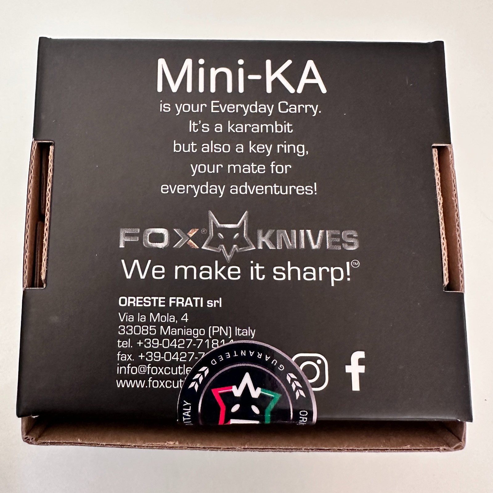 FOX KNIVES Mini-KA Folding FX-535 OB Knife 1" Black Blade Orange Grip