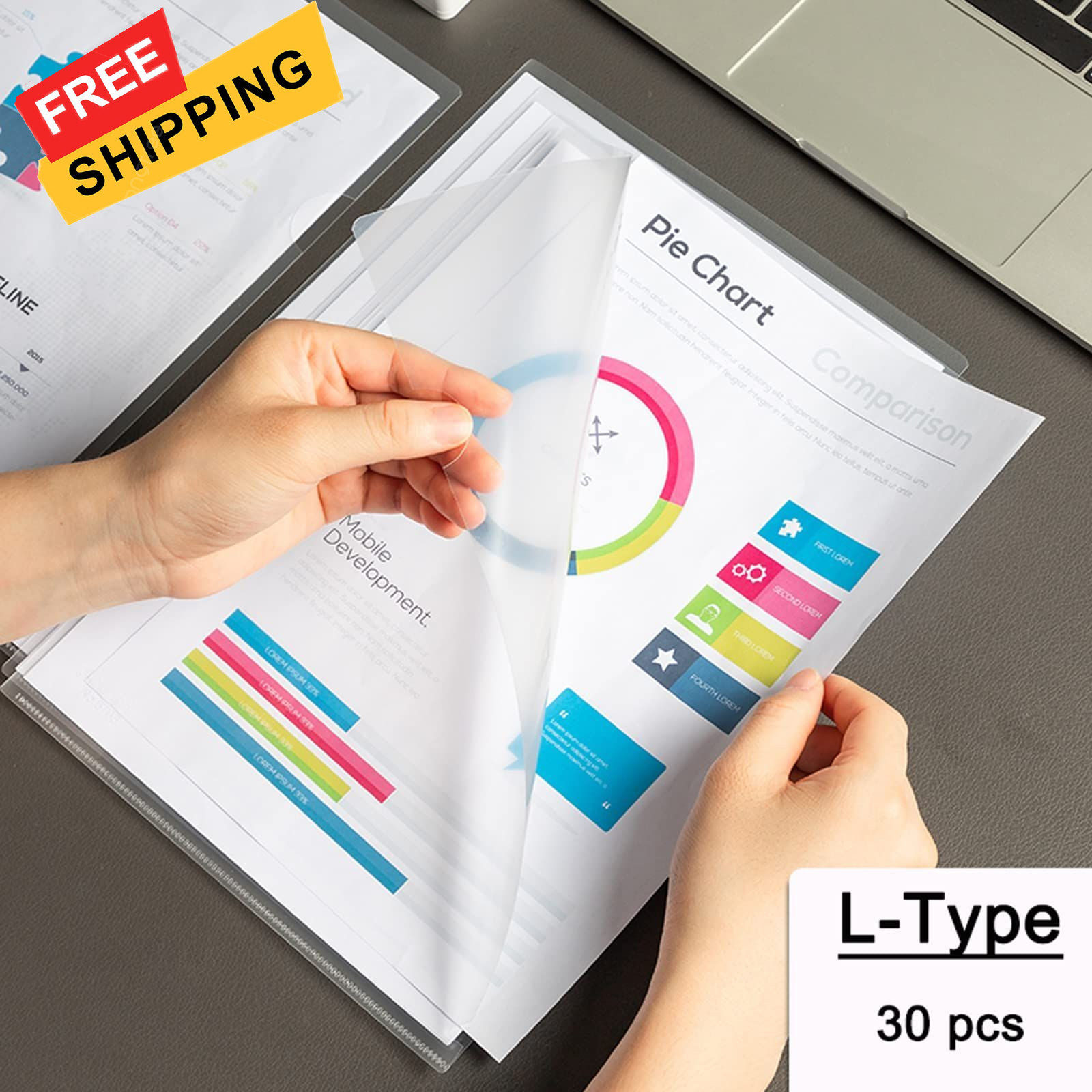 100 Pack Document Clear Plastic Folder Copy Safe Project Pocket LType