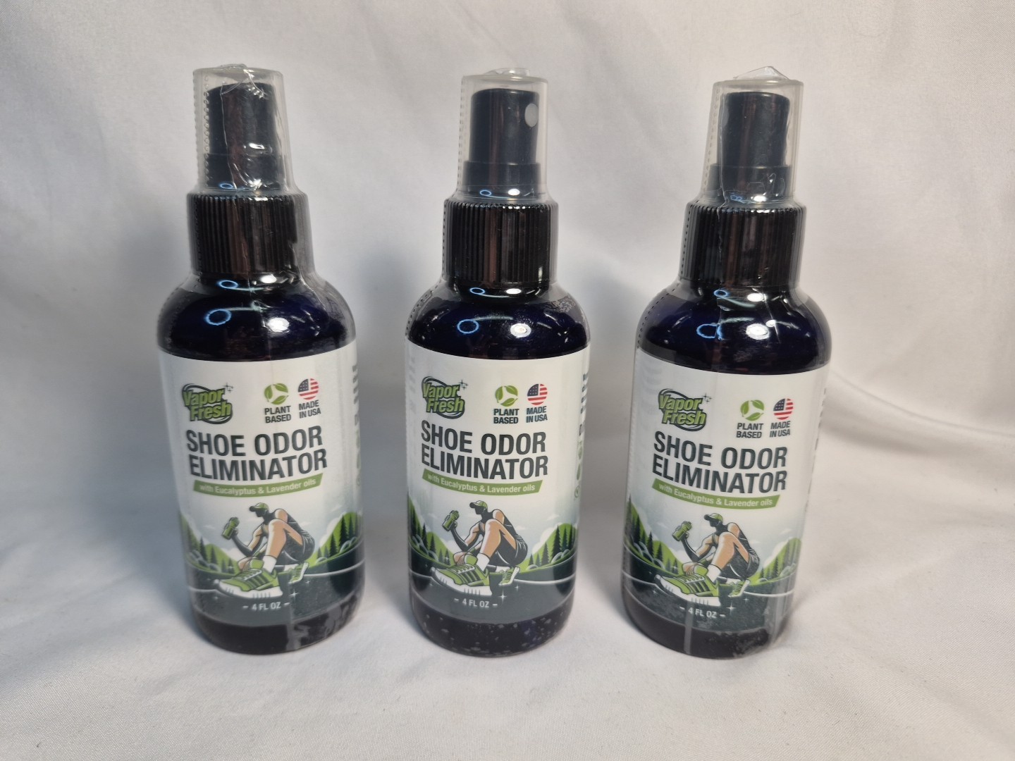 3- New Vapor Fresh Shoe Deodorizer Spray 4oz Eucalyptus Lavender Plant Based USA