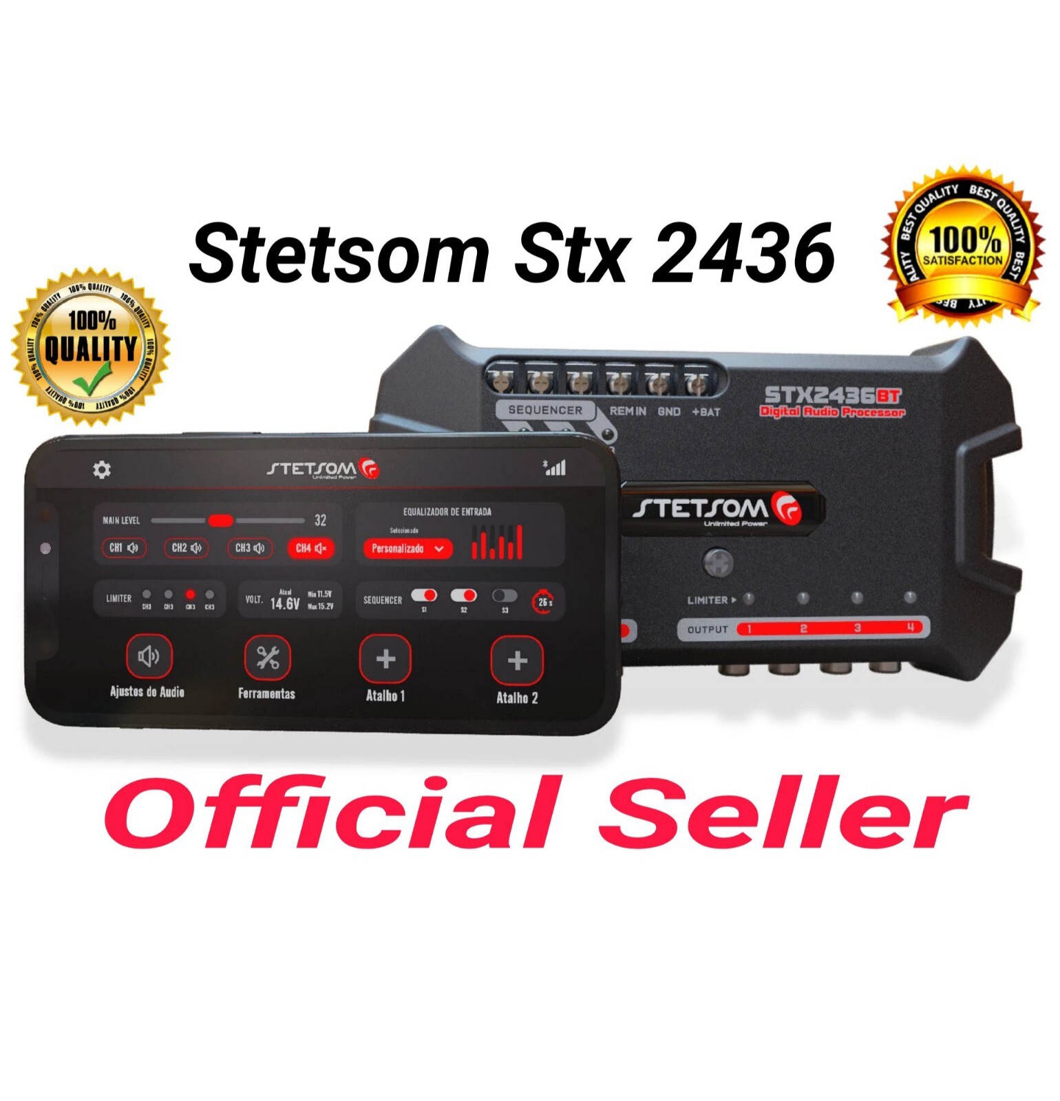 Stetsom STX2436/Digital Audio Processor 2 Channels 4 Way Bluetooth/DSP Crossover