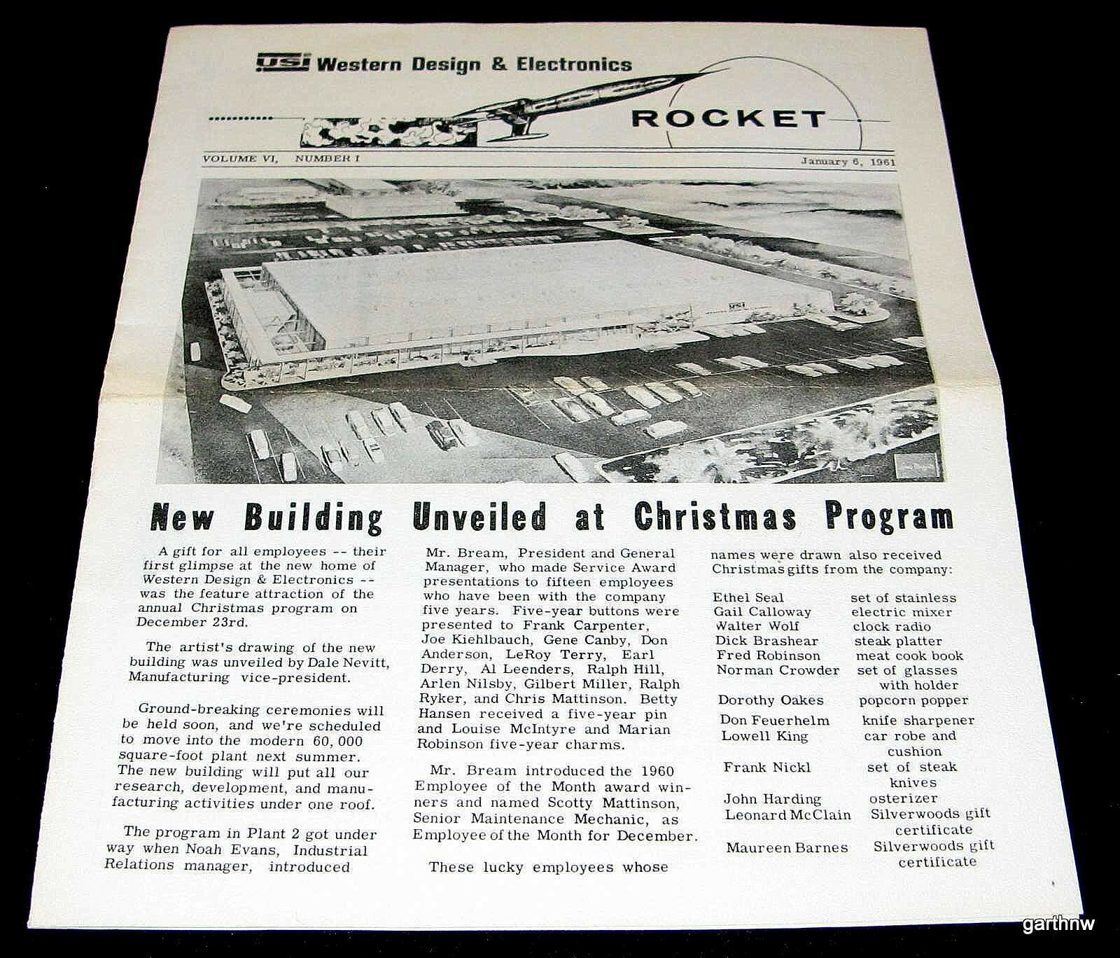 USI 1961 THE WESTERN DESIGN ROCKET PICTORIAL NEWSLETTER AEROSPACE U.S INDUSTRIES