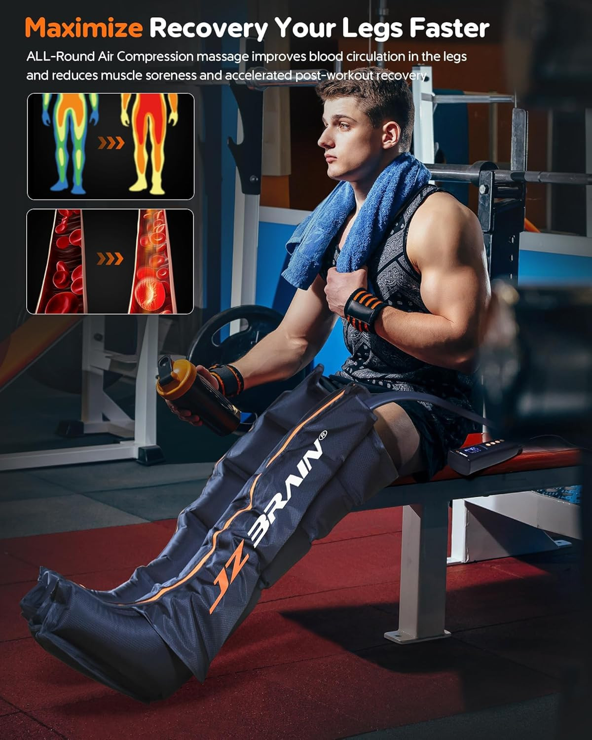 Sequential Air Compression Recovery System : Professional Full Leg Compression B
