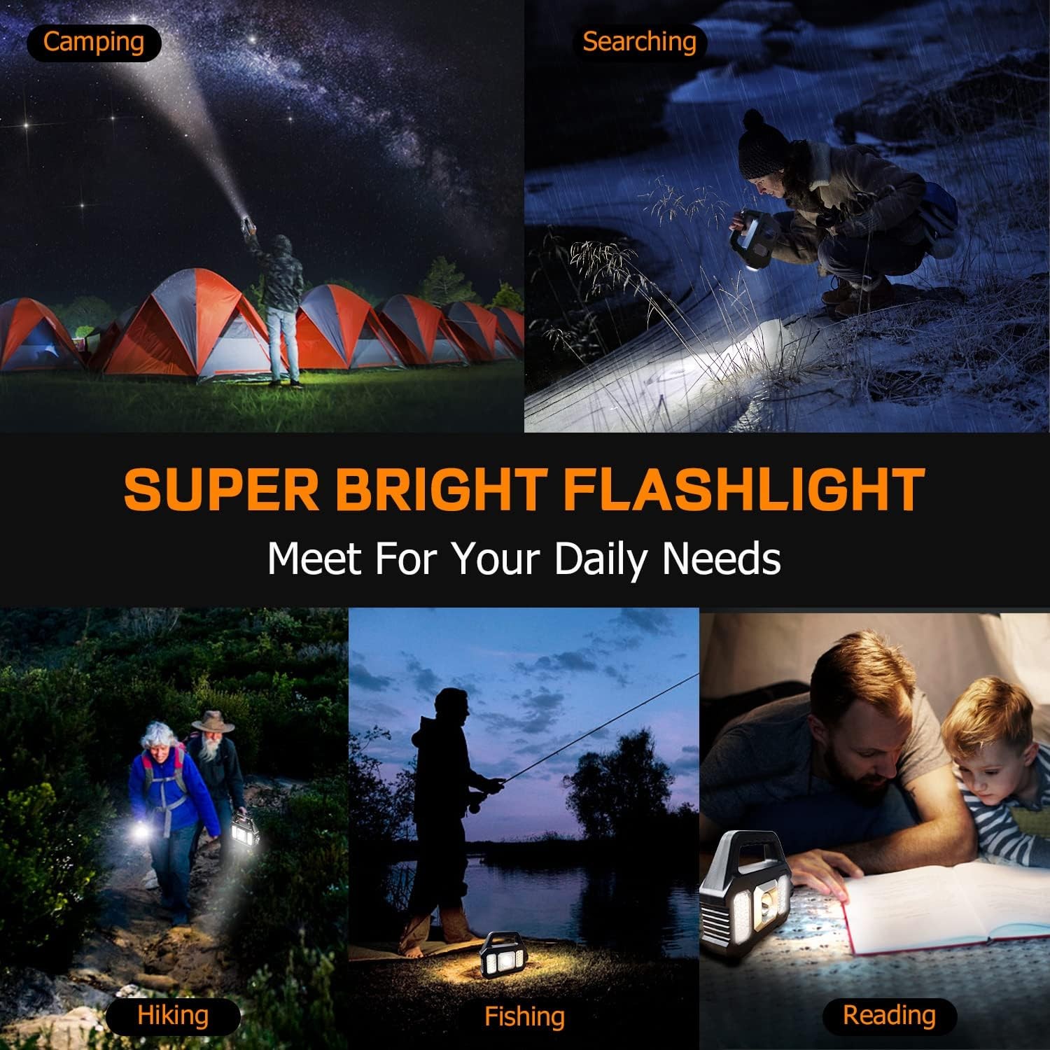 Solar Power LED Camping Lamp Flashlight Tent Light Lantern Rechargeable ASW