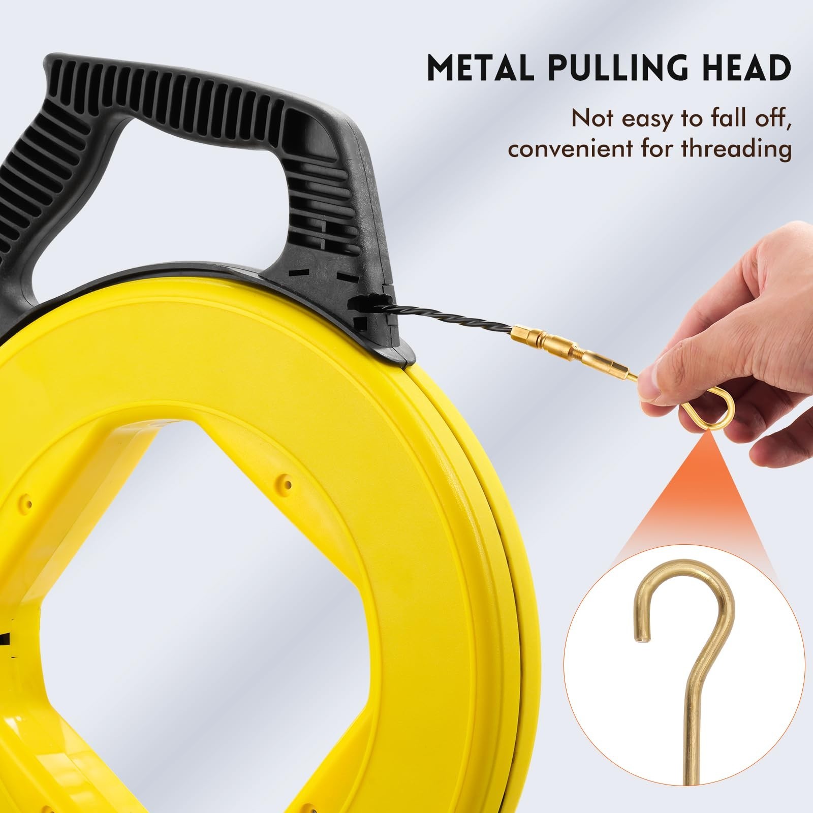 164FT Fiberglass Fish Tape Cable Puller Kit | Heavy Duty Wire Puller with 5 Tips
