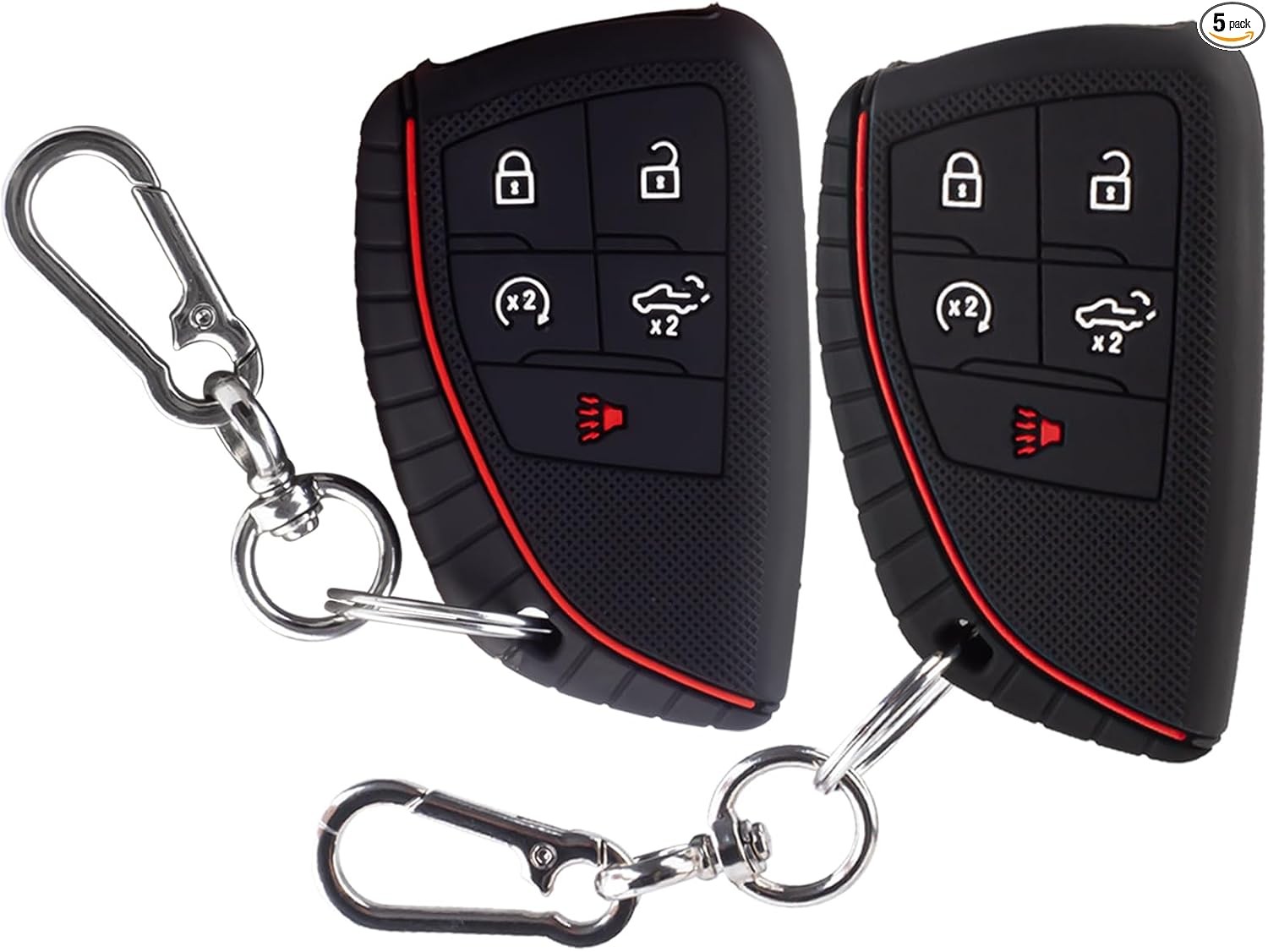 Silicone Key Fob Cover for 2025-2022 Pickup Trucks, 2-Pack (5 Buttons, Black)Col