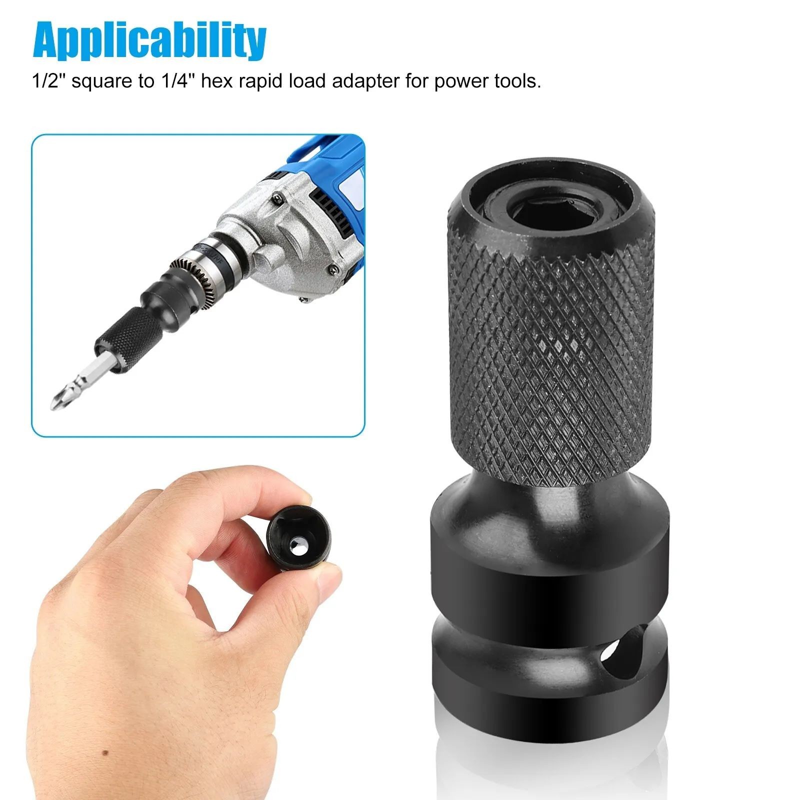 2* Socket Adapter Drill Hex Shank Chuck Change Impact Driver Tool 1/2" To 1/4"