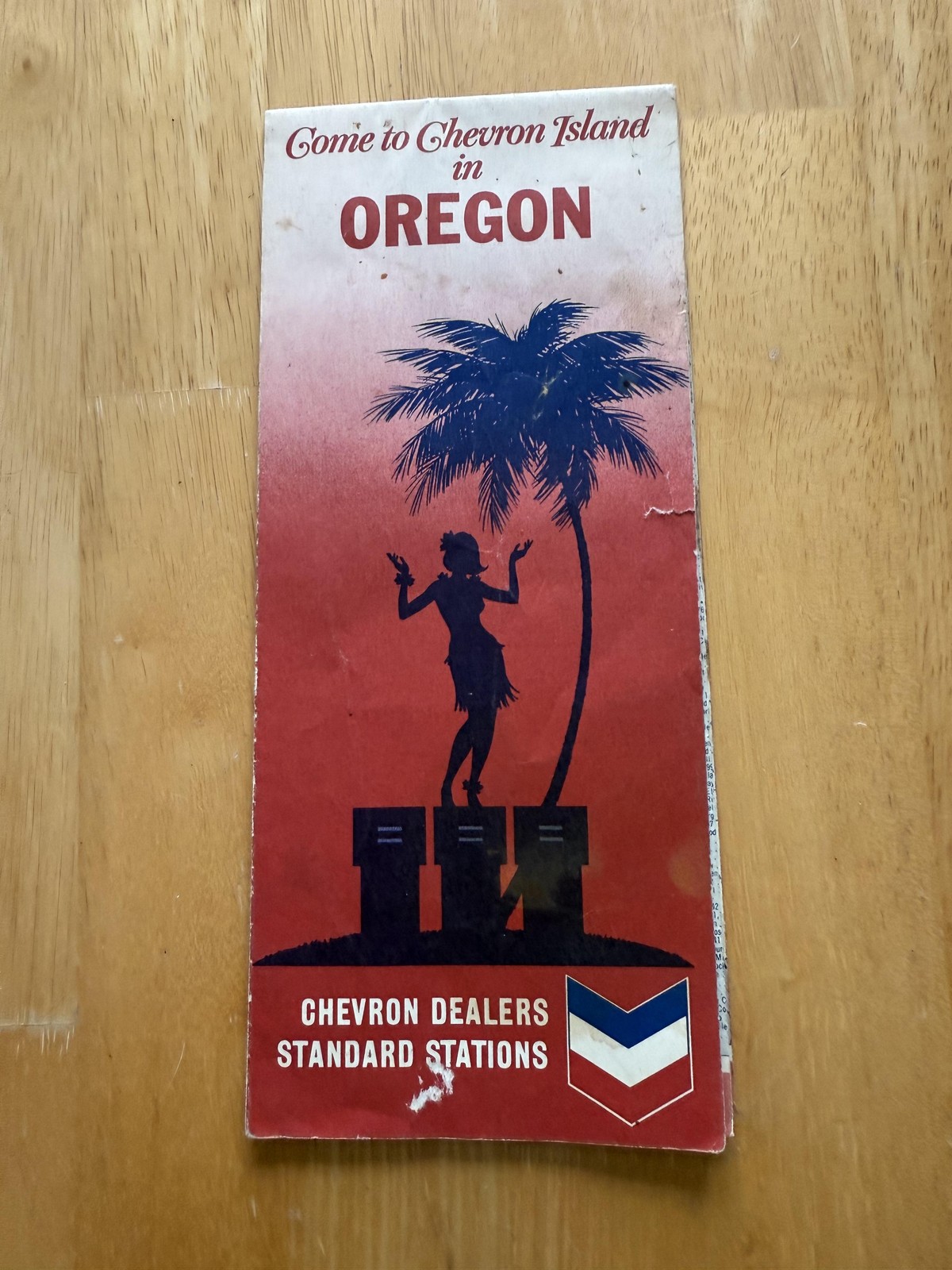 Vintage 1946 Chevron Oregon Travel Road Map Come To Chevron Island Standard