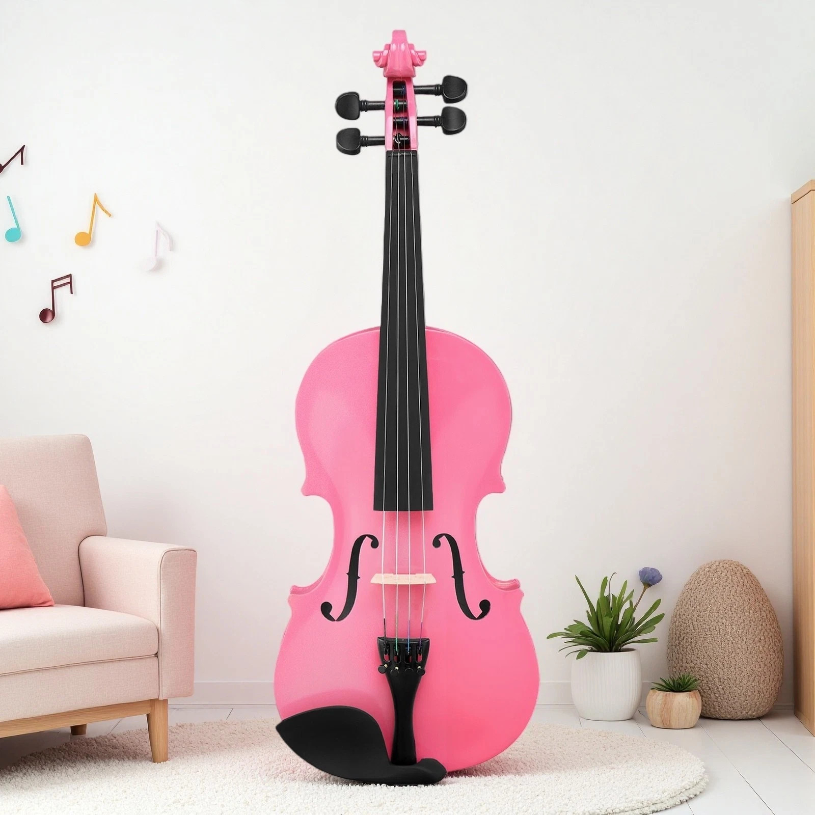 4/4 Full Size Acoustic Beginners & Students Violin Set - Case, Bow & Rosin,Pink