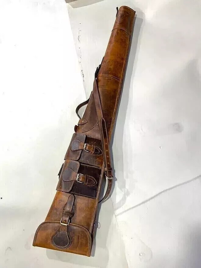 Leather Rifle Scabbard Gun Case with Adjustable Strap, 39 inch .22 CALIBER