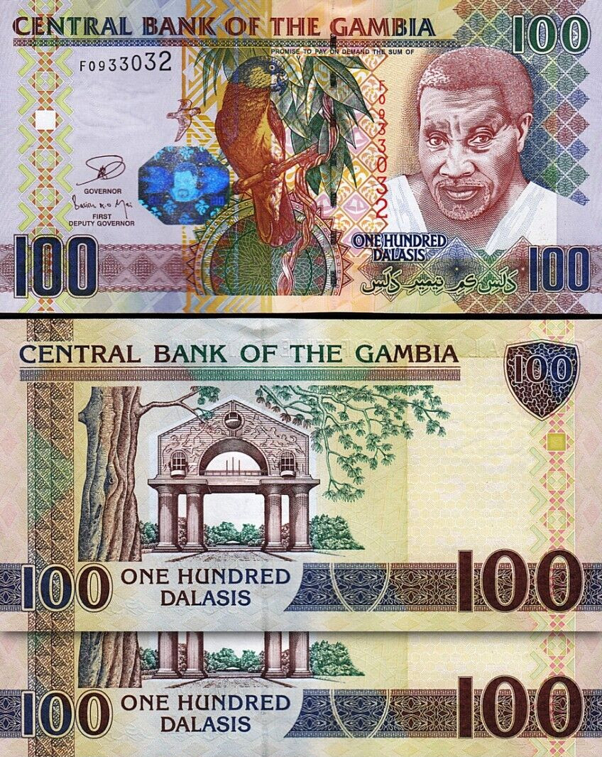 Gambia 100 Dalasis (2006) 2013, UNC, 2 Pcs PAIR, Consecutive, P-29