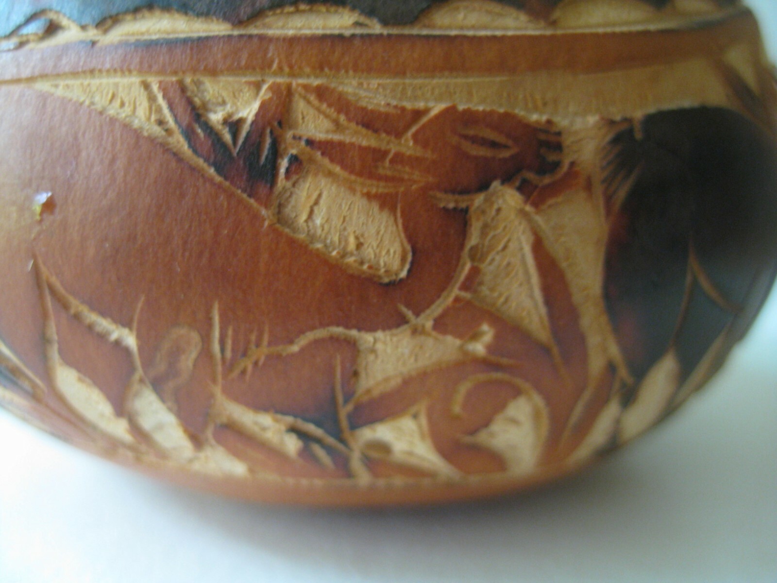 Peruvian Traditional Hand Carved Folk Art Gourd Mate Storyteller Llamas & Keeper