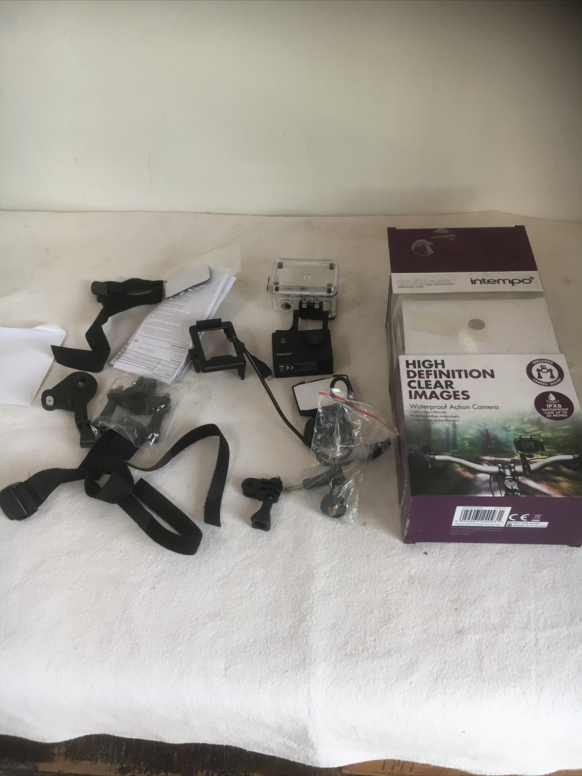 Intempo Waterproof Action Camera with mounts instructions Etc never used