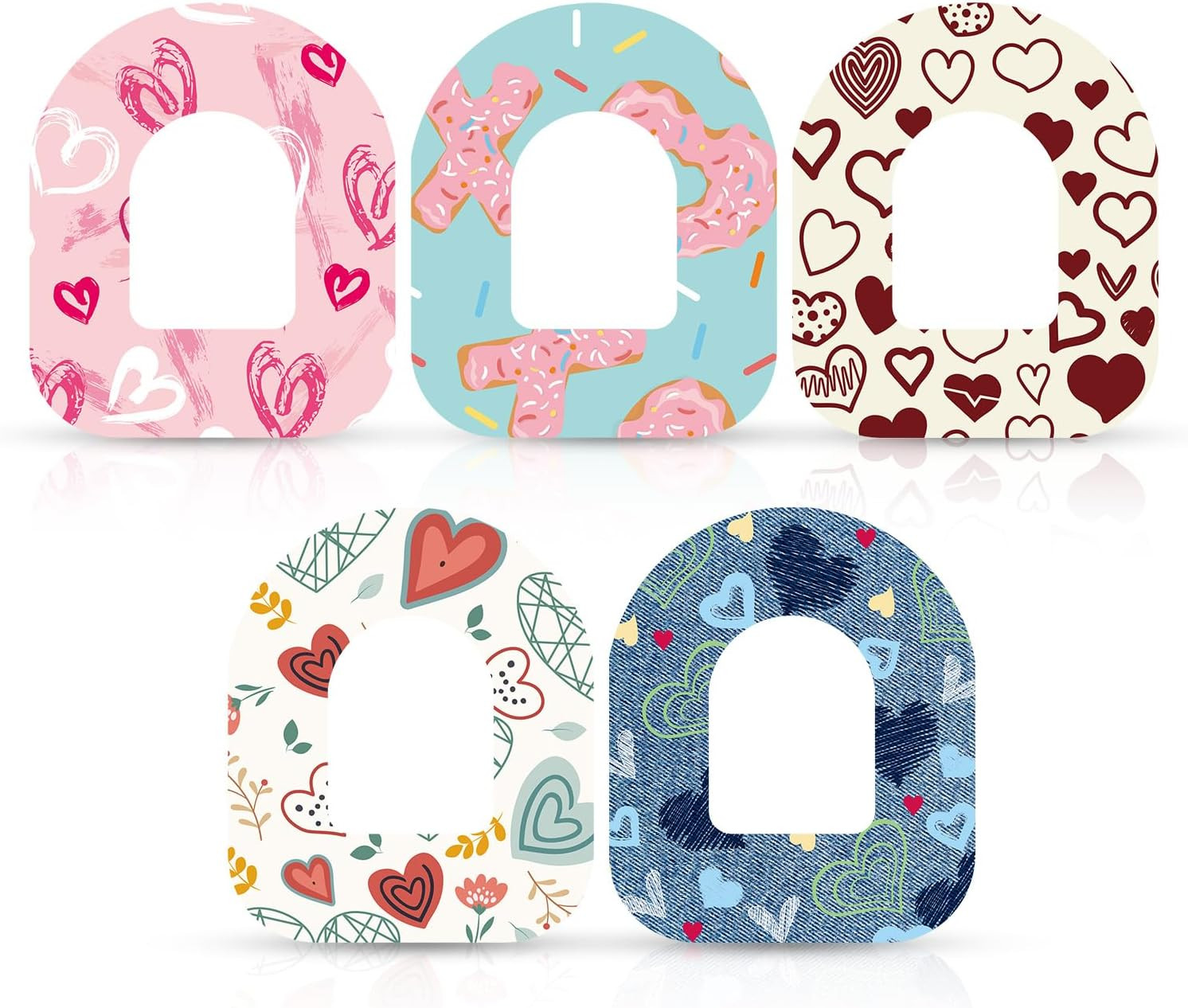 25Pcs Adhesive Patches for Omnipod 5, Waterproof Insulin Sensor Covers Heart Sti