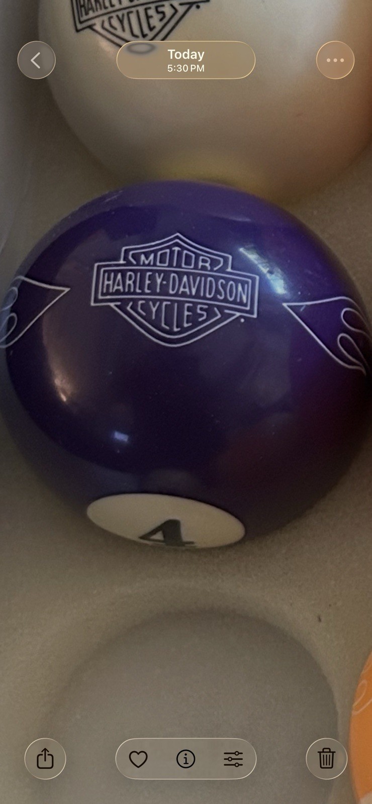 Harley Davidson Individual Replacement/decoration Pool Ball Four 4 Ball Only