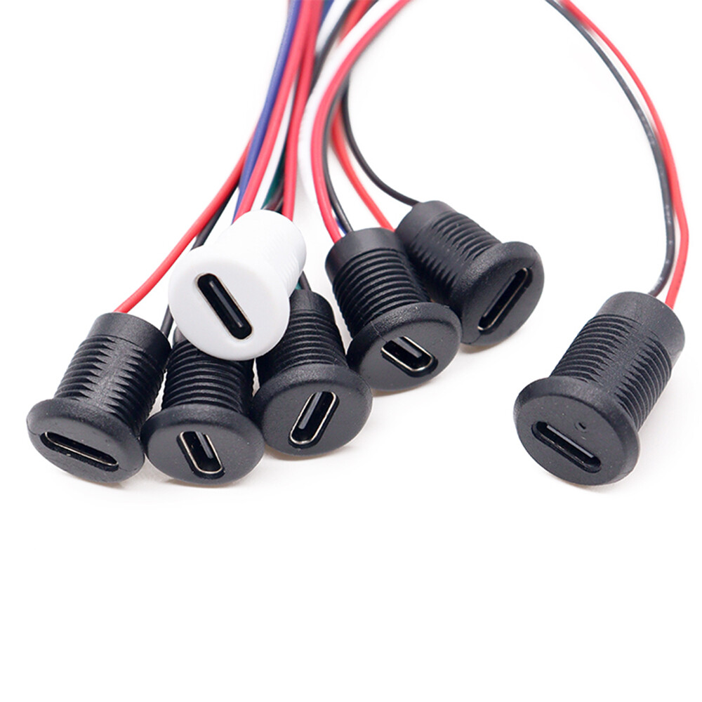 Waterproof USB Type-C Panel Mount Power Socket with15cmSoldering Wire,2ACapacity