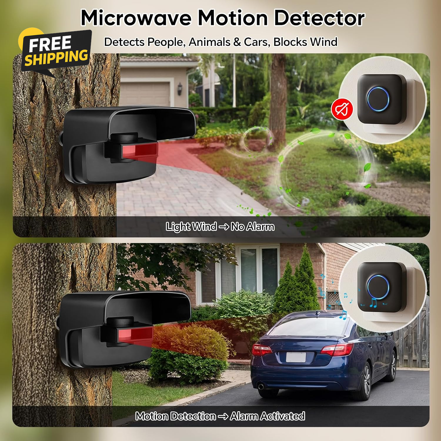 Wireless Driveway Alarm Motion Sensor 600FT Range 58 Chimes Weatherproof