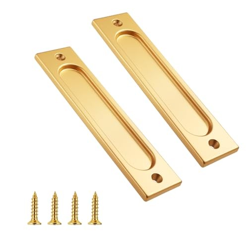 2 Pack Flush Door Pull Rectangular Recessed Door Pull Finger Flush Aluminum