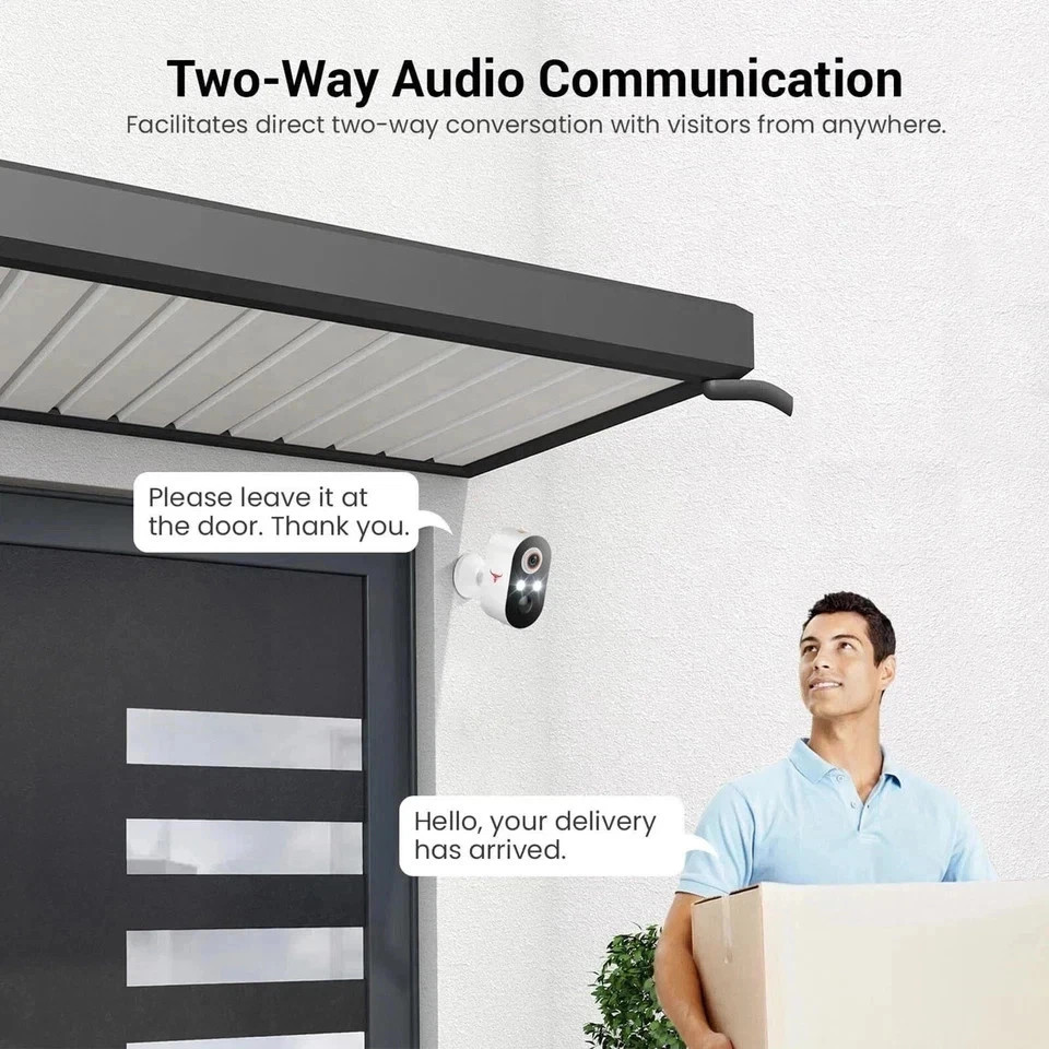 2 Pack Wireless Security Camera Smart Night Vision Outdoor 2.4G WiFi Cameras