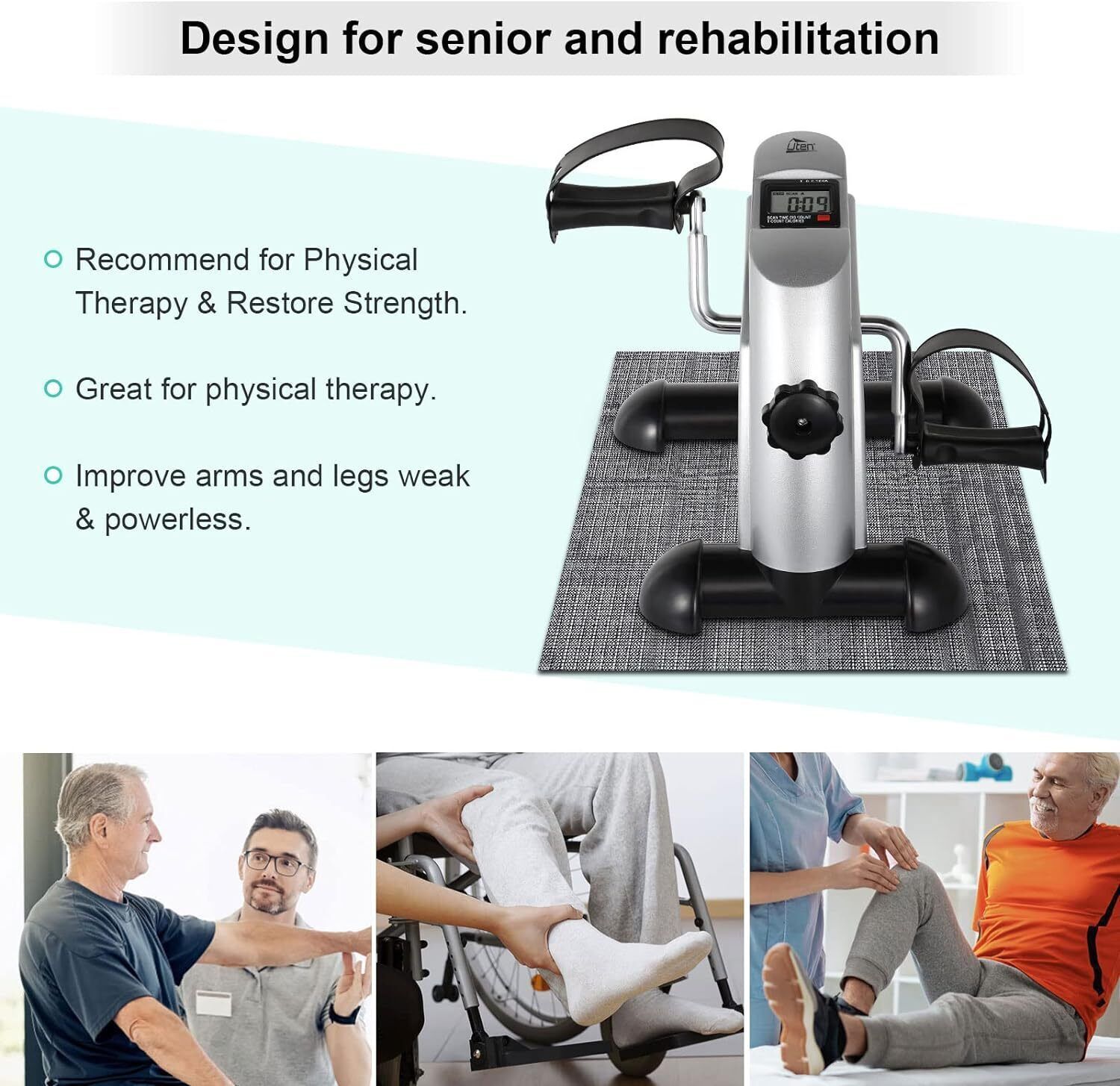 Mini Exercise Bike Arm Leg Trainer Pedal Exerciser Under Desk With LCD Screen