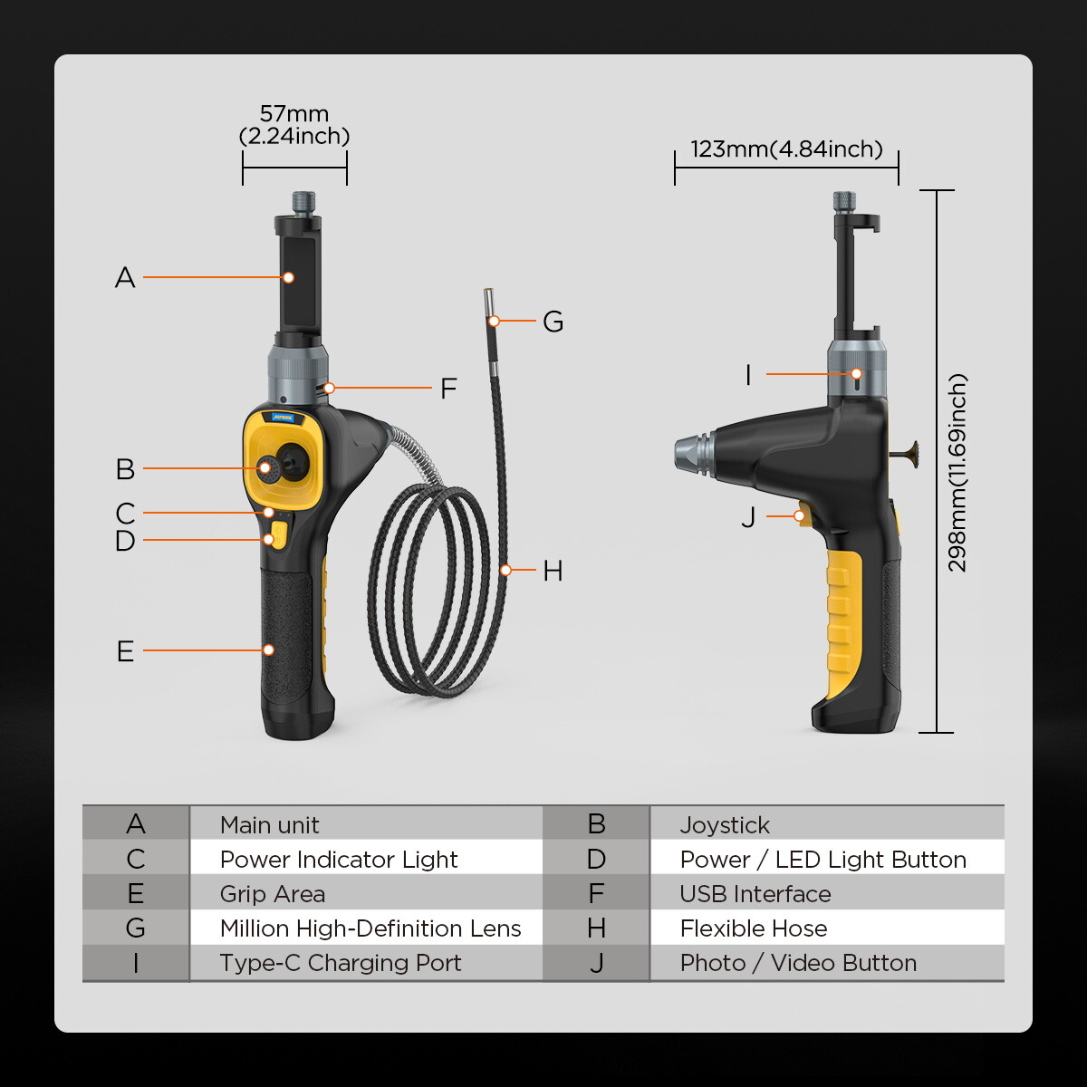 Articulating Borescope Inspection Camera 360° Joystick Endoscope For iOS Android