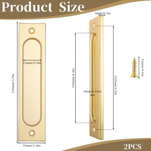 2 Pack Flush Door Pull Rectangular Recessed Door Pull Finger Flush Aluminum