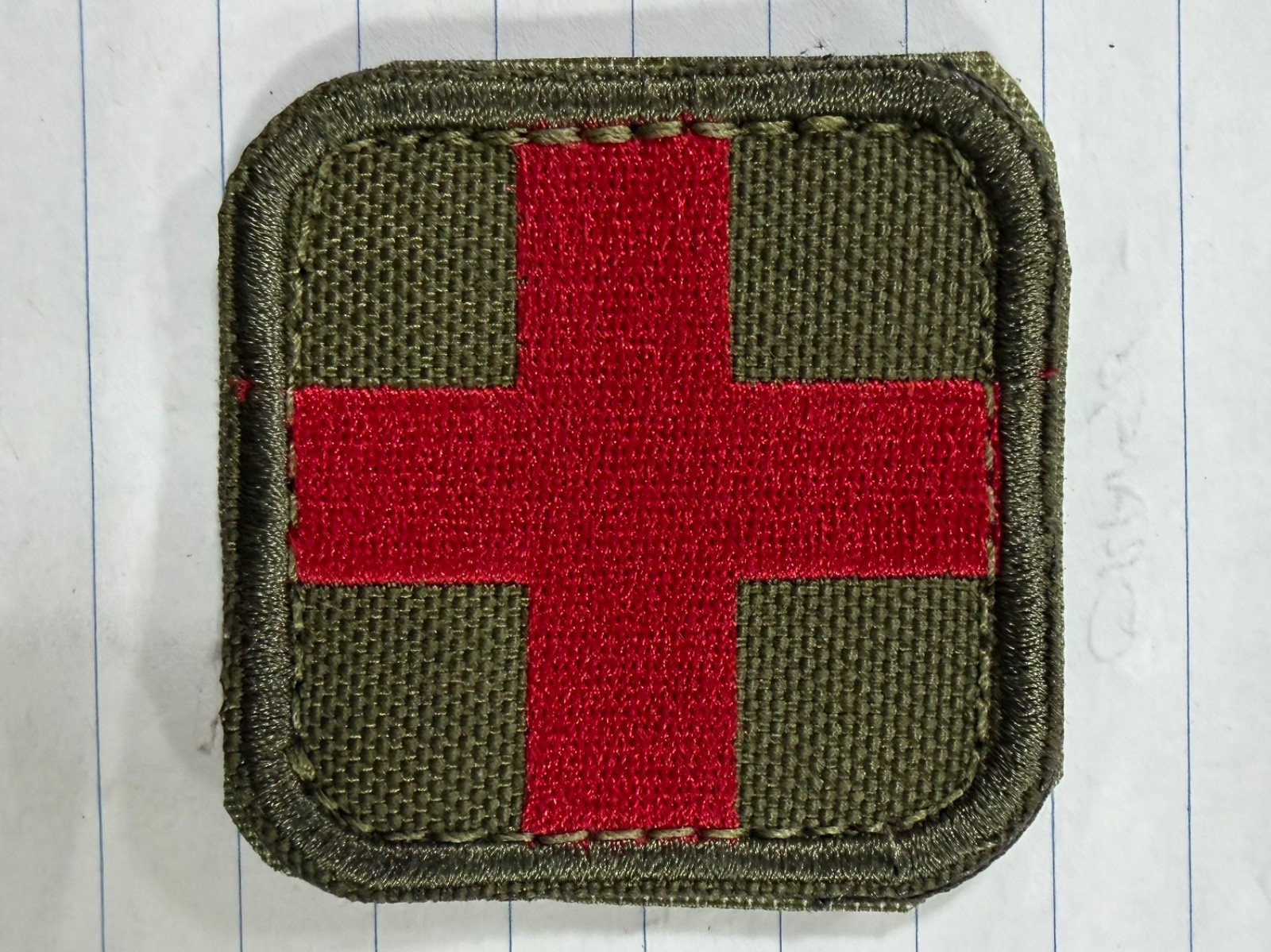 Red Cross on Green patch - hook and loop straps