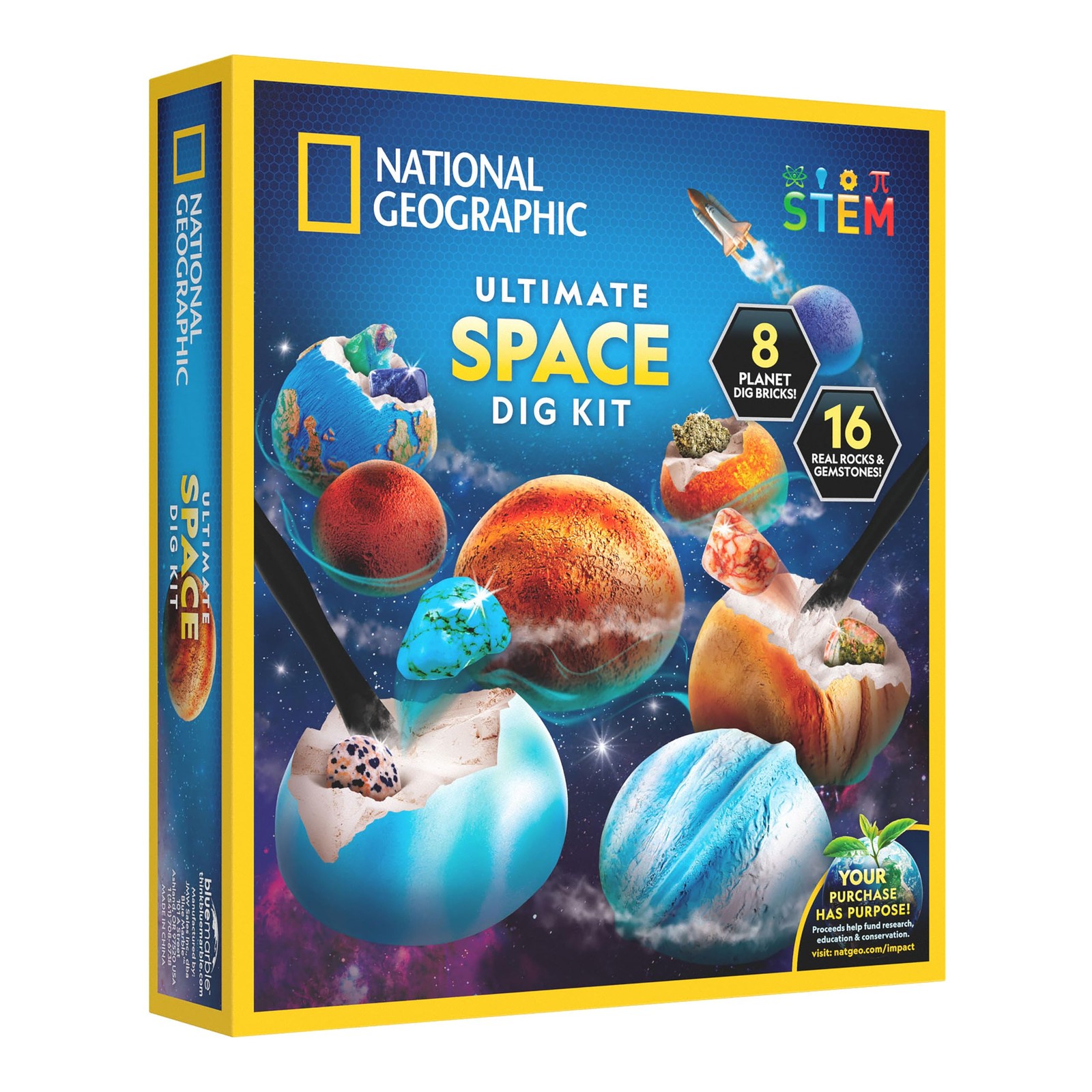 National Geographic Ultimate Space Gemstone Dig Kit – 8 Planet-Shaped Bricks ...