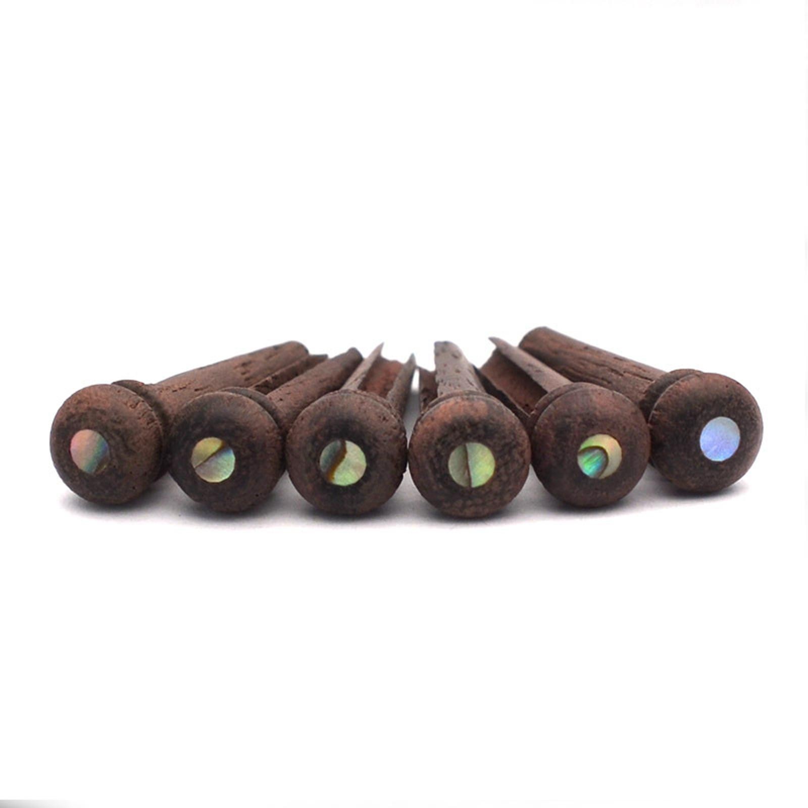 6 Pack Rosewood Guitar Bridge Nails String Pins with Green Pearl Shell Dot c