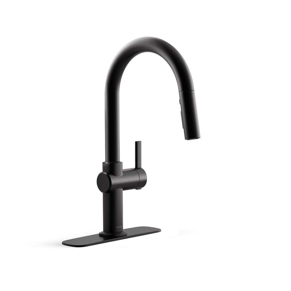 KOHLER Clarus Single Handle Pull Down Sprayer Kitchen Faucet in Matte Black