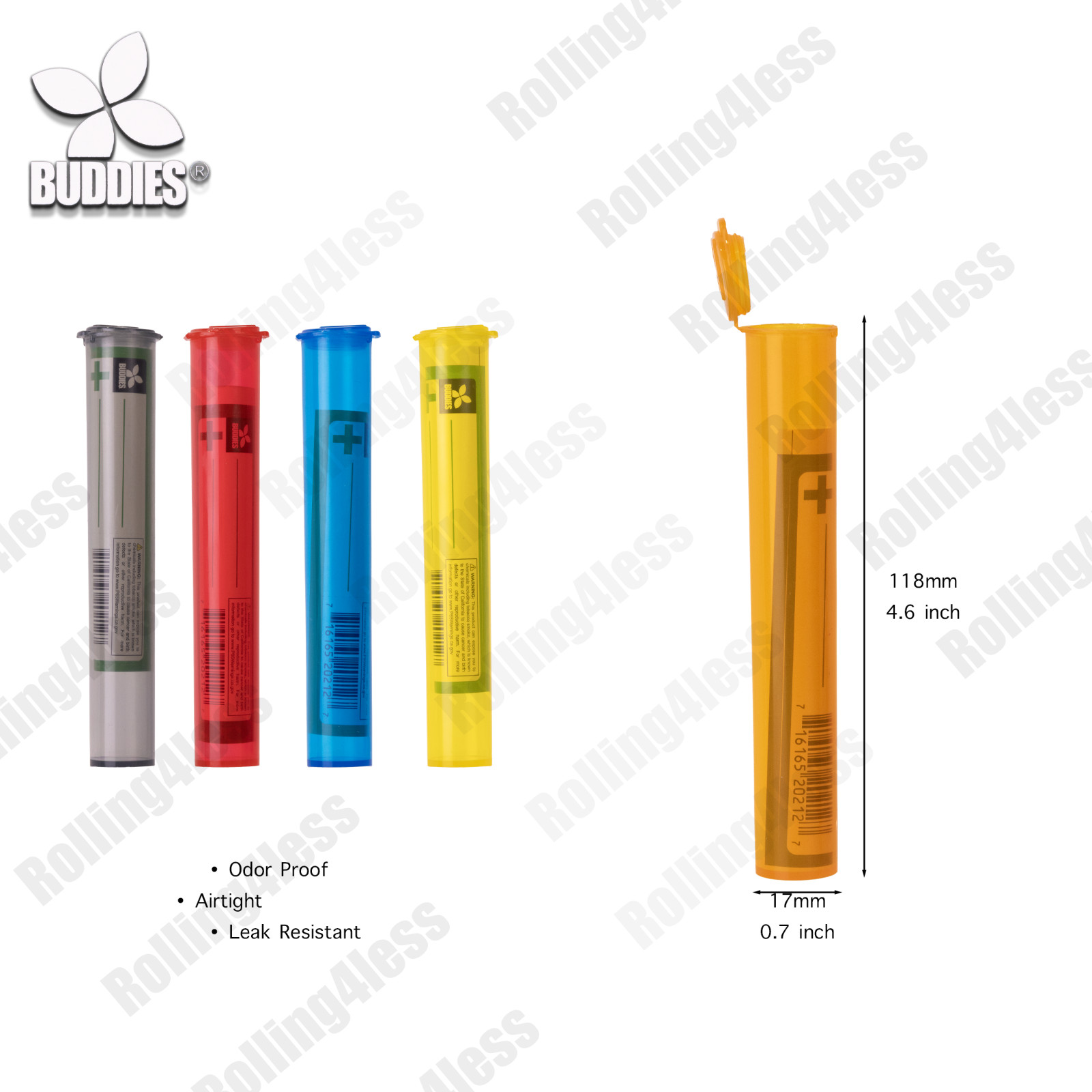 Buddies Torpedoes 118MM Cone Tubes Asst Colors | 25CT ASSORTED COLORES