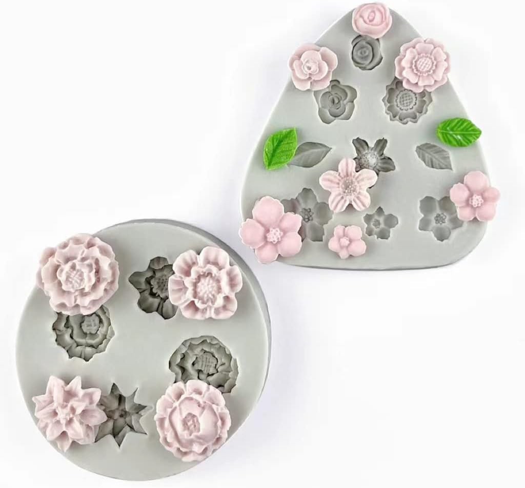Flower Polymer Clay Molds, 2Pcs Molds for Jewelry 13Flowers
