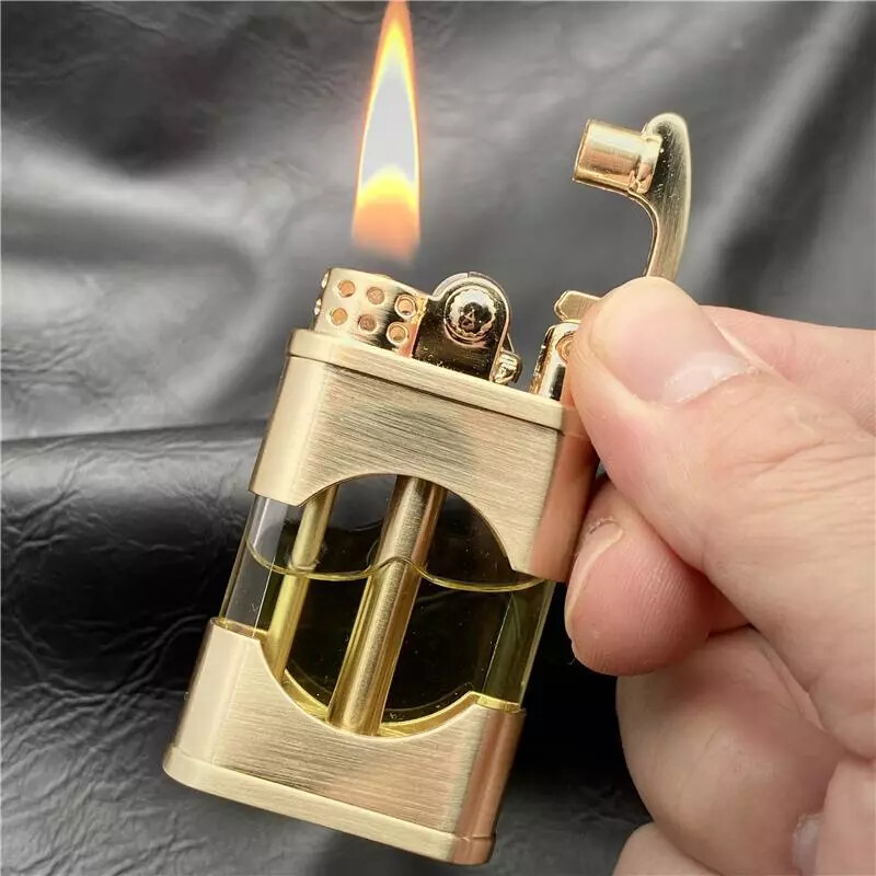 Windproof Metal Kerosene Lighter Vintage Trench Rocker Lighter Fluid Refillable