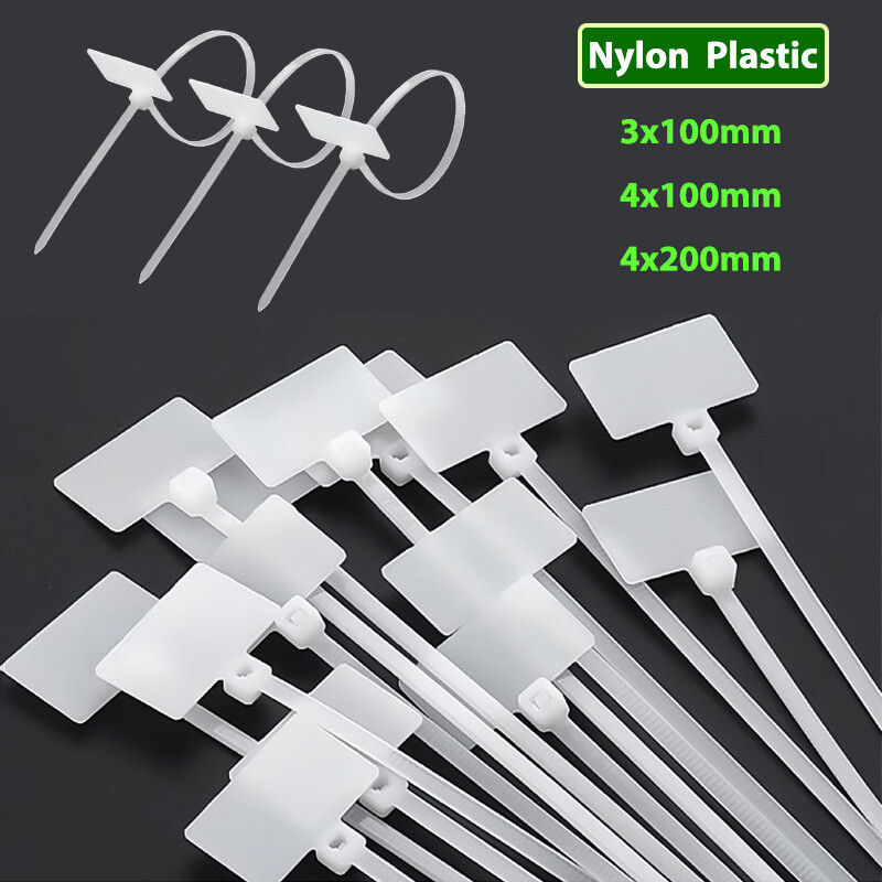 Nylon Plastic Marker Cable Ties 100mm 200mm With Write On Tab Label Tag Wiring