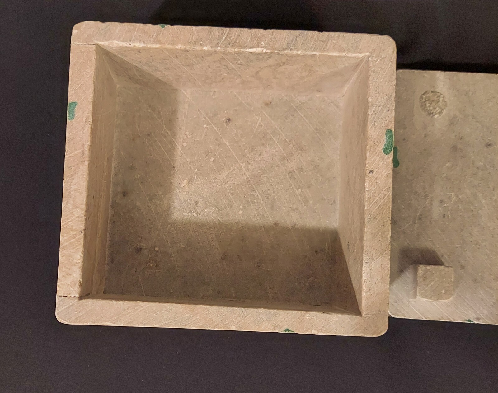Carved Stone With Handpainted Roses Trinket Box