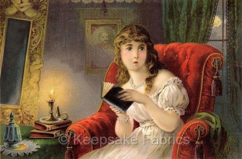 Halloween Girl Reads Frightful Book Quilt Block