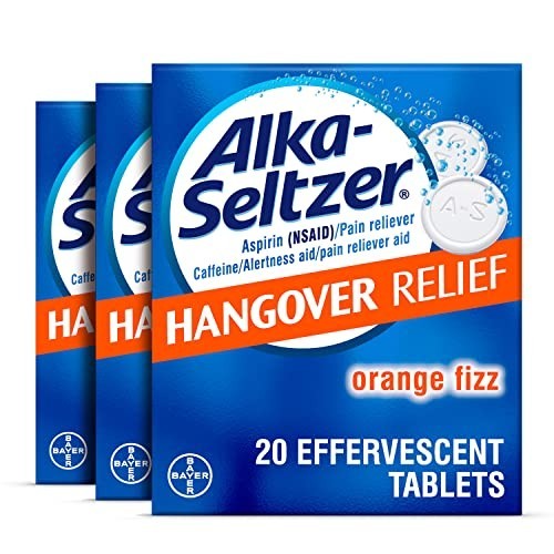 3x Alka-Seltzer 20ct Hangover Relief Effervescent Tablets Fast Relief of Aches