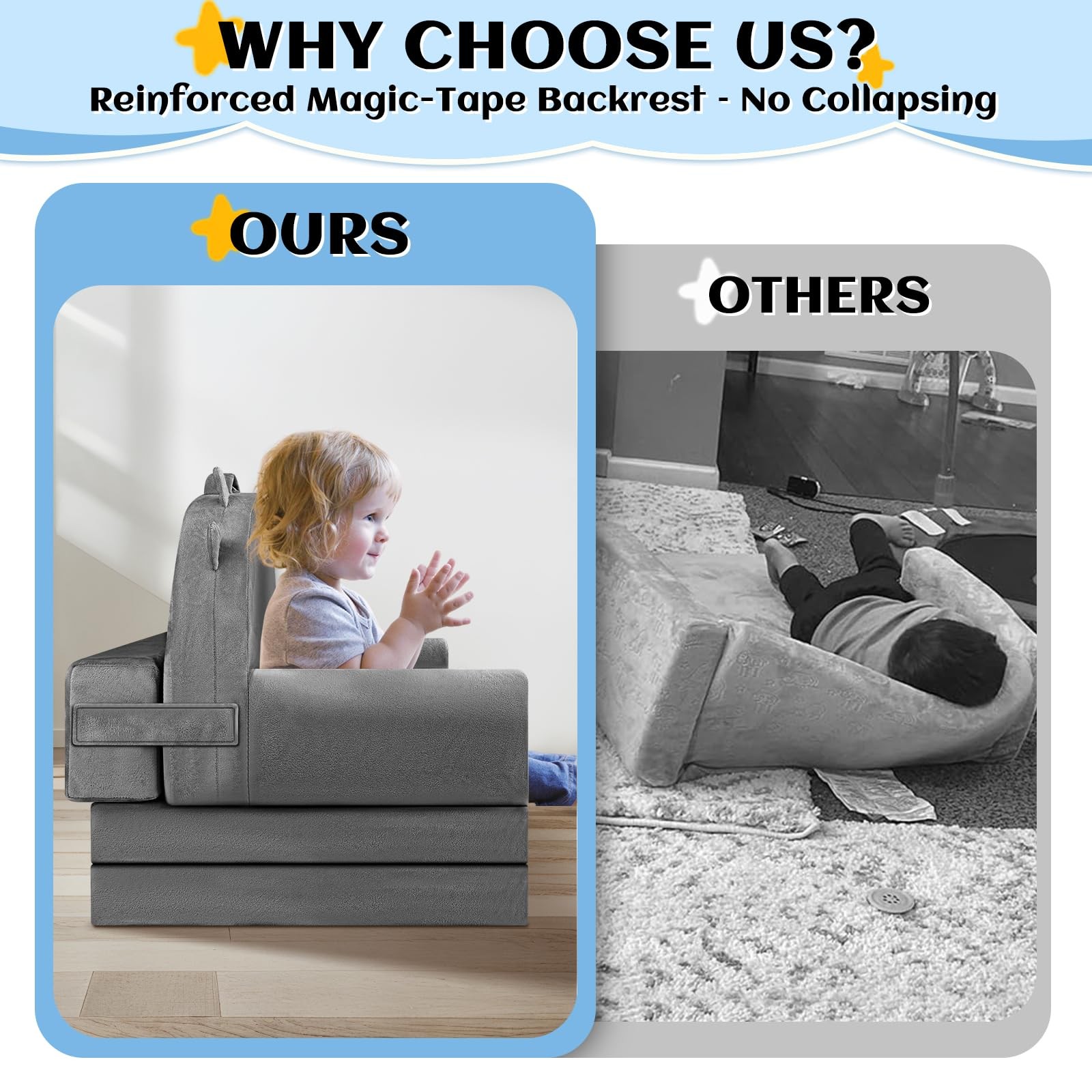 Sofa Bed with Removable Washable Cover & -Tape Backrest – Foldable Chair, Coz...