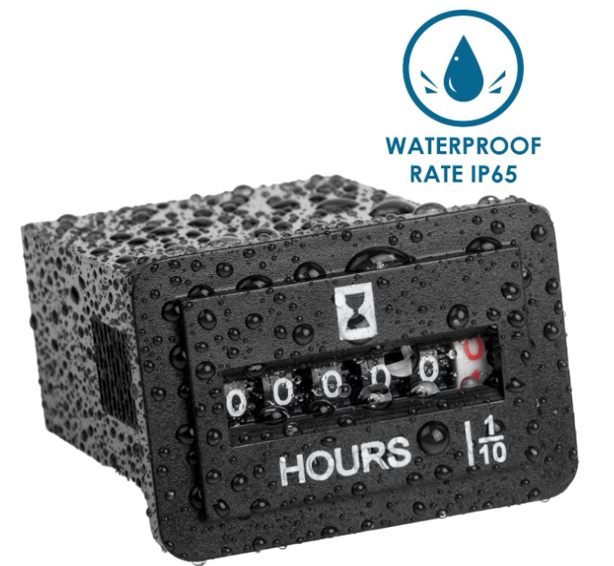 Mechanical Hour Meter AC110V to 250V Waterproof IP65 Snap-In Mount