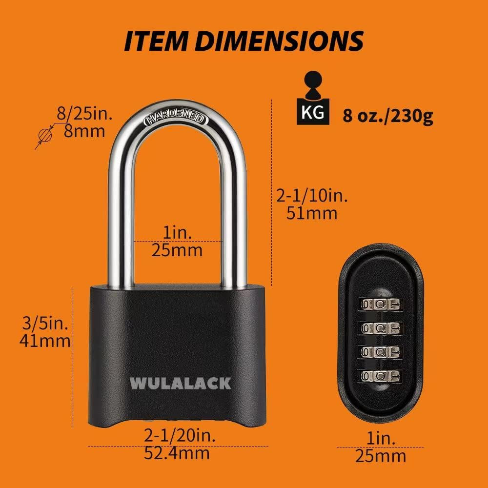 Outdoor Combination Lock, Heavy Duty Weatherproof Pad Locks with Code, Resett...