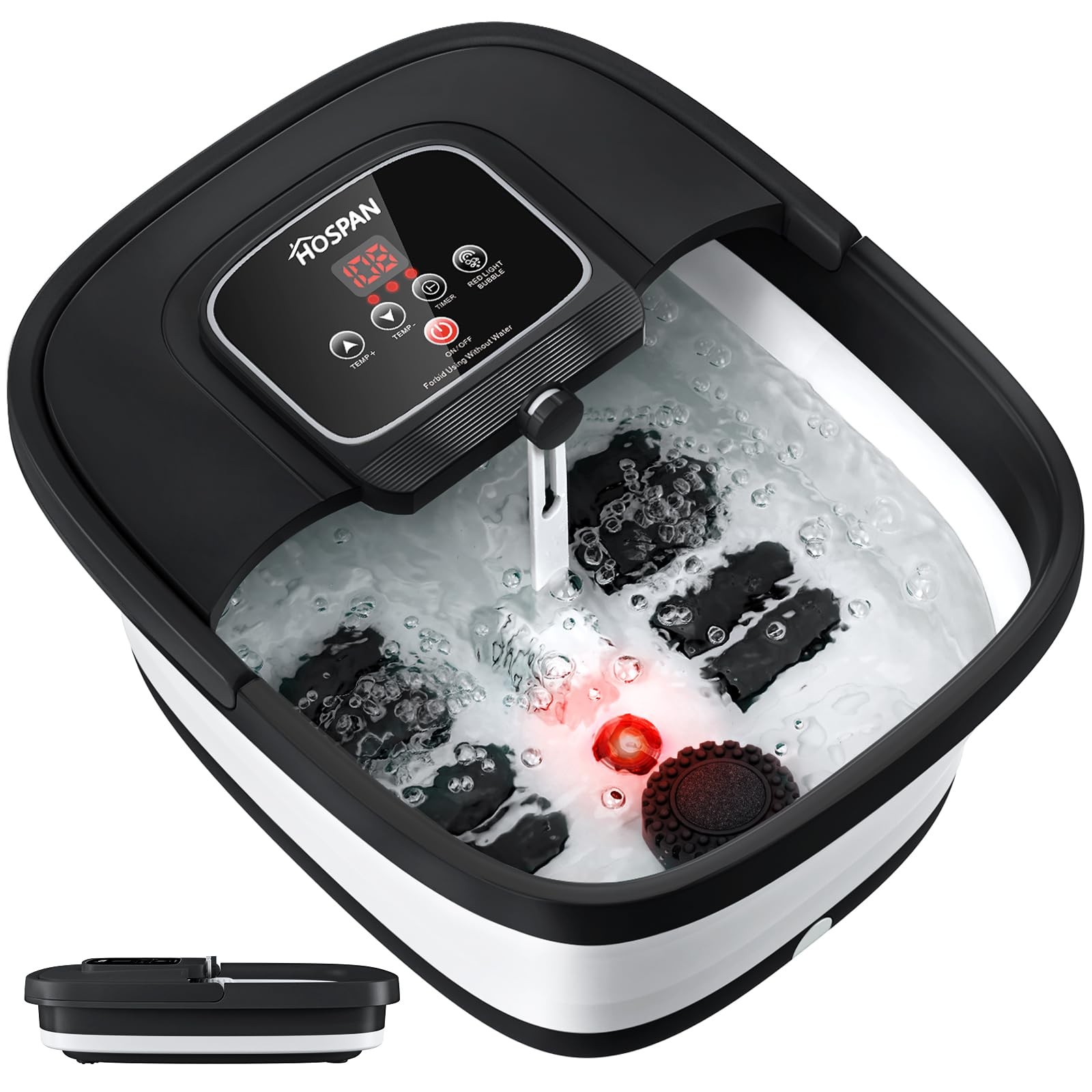 Collapsible Foot Spa with Heat, Bubble, Red Light, and Temperature Control, F...