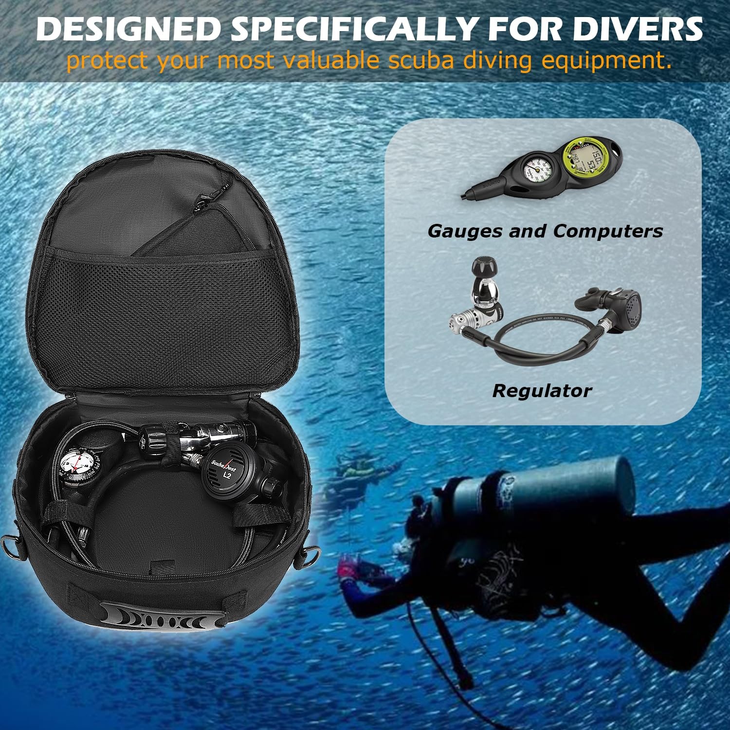 Scuba Regulator Bag Padded Diving Regulator Protective Case Diving Snorkeling...