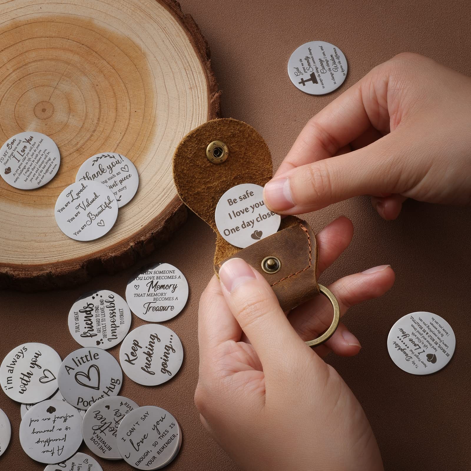 Pocket Hug Token Long Distance Relationship Keepsake, Double Sided Message En...