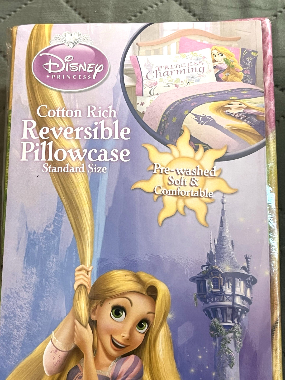 NWT Disney Princess Tangled Reversible Standard Pillowcase