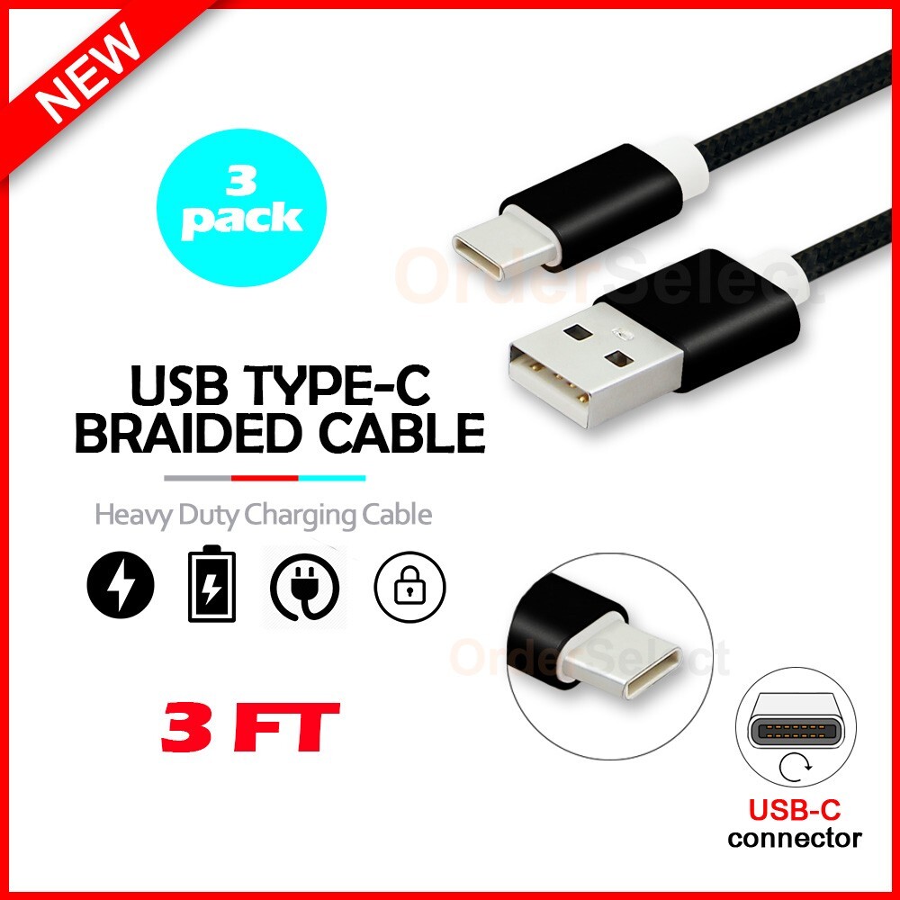 3X USB Type-C Braided Charger Cable for Google Pixel 7 / Pixel 7a / Pixel 7 Pro