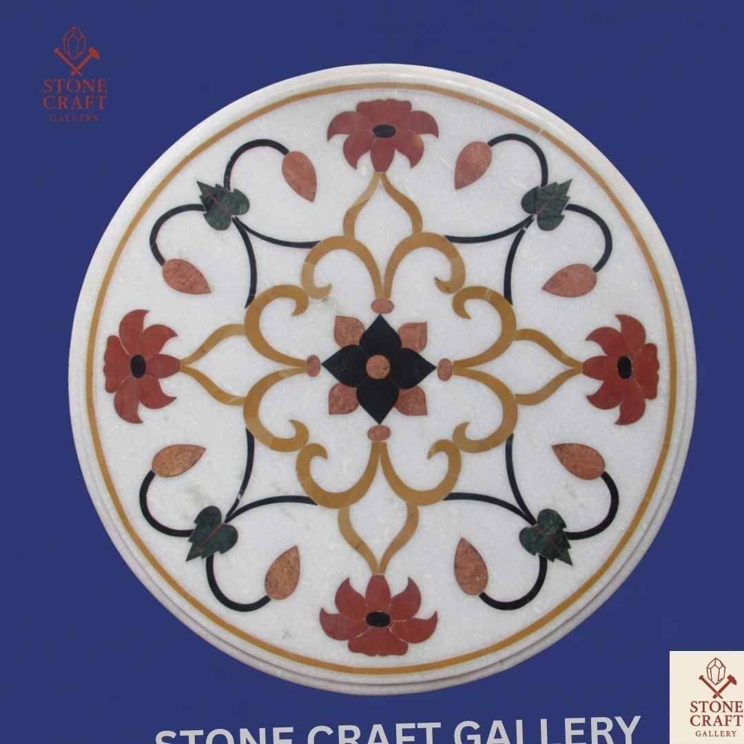 23" Marble Center Table Top Inlay Art Handicraft Work For Home Decor Gift
