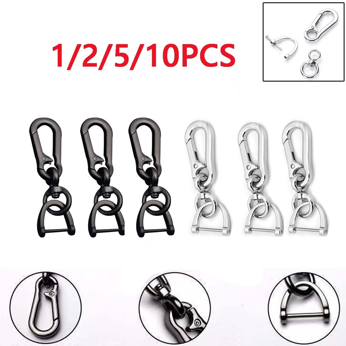 1-10 Metal Car Keychain Key Holder Keyring Men's Key Chain Ring Auto Accessories