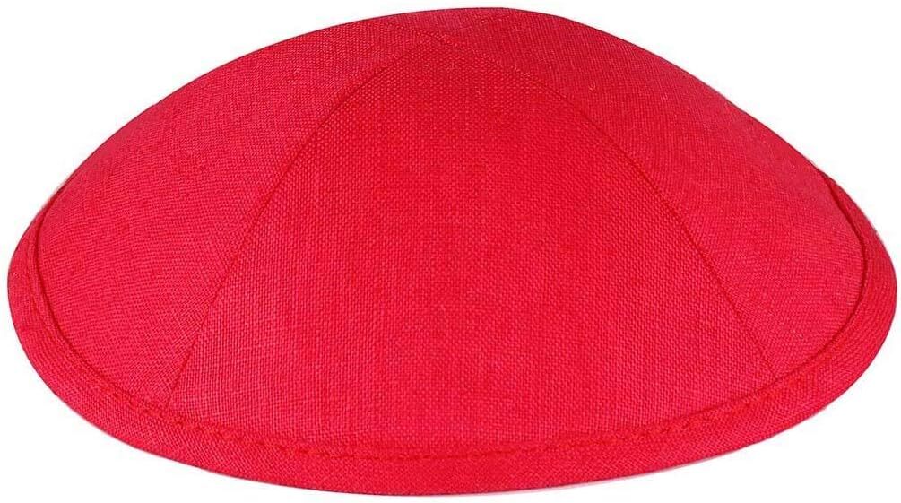 Zion Judaica Deluxe Linen Kippah Kids Yamakas Mens Ceremony Yarmulkes Red