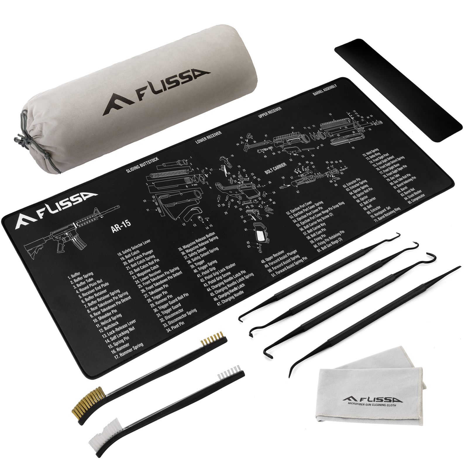 FLISSA 8PC Gun Cleaning Mat Set For Glock AR 12"x36" Gun Cleaning Bench Non-Slip